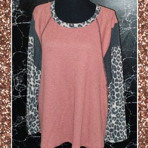 Orange & Leopard Shirt, Size 1XL